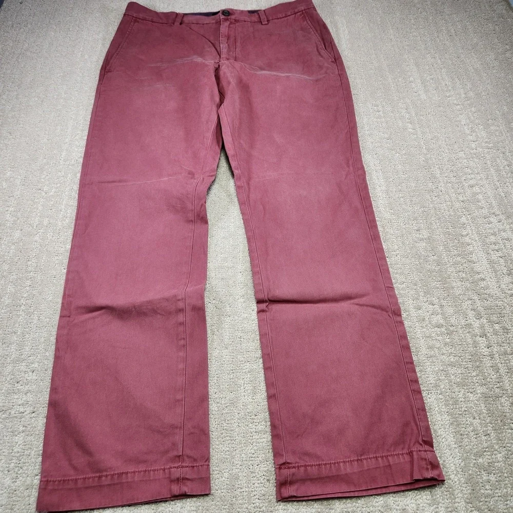 Banana Republic Pants Men 34x32 Aiden Chino Straight Leg Fit Cotton Red Lived In